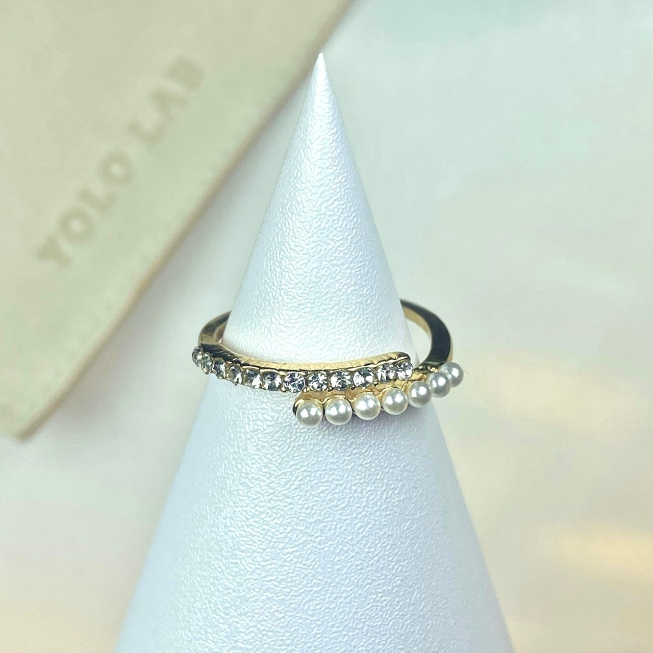 Adjustable Double Row Pearl Ring